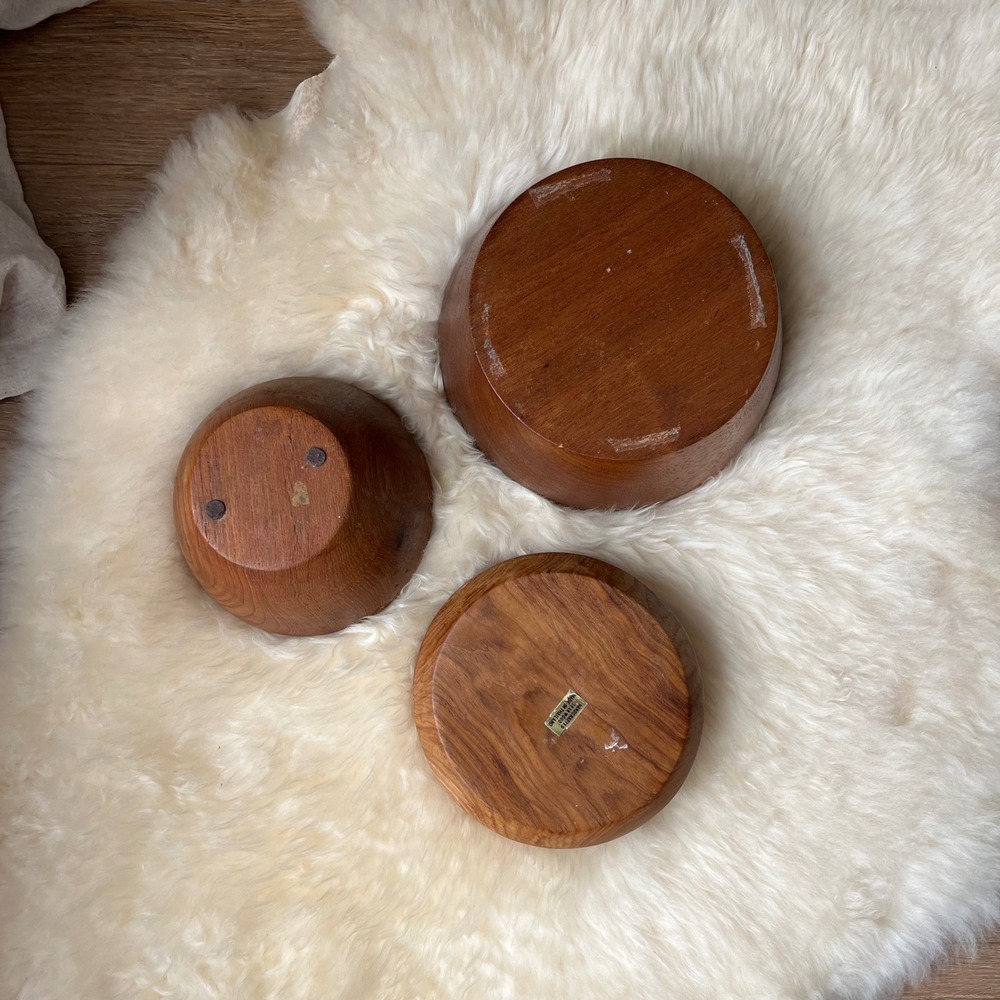 MCM Teak Wooden Bowls (3) - Picture 5 of 7